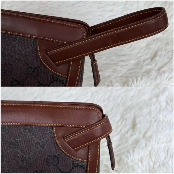 Authentic Gucci Second Bag GG Canvas Leather Brown - Picture 8 of 13